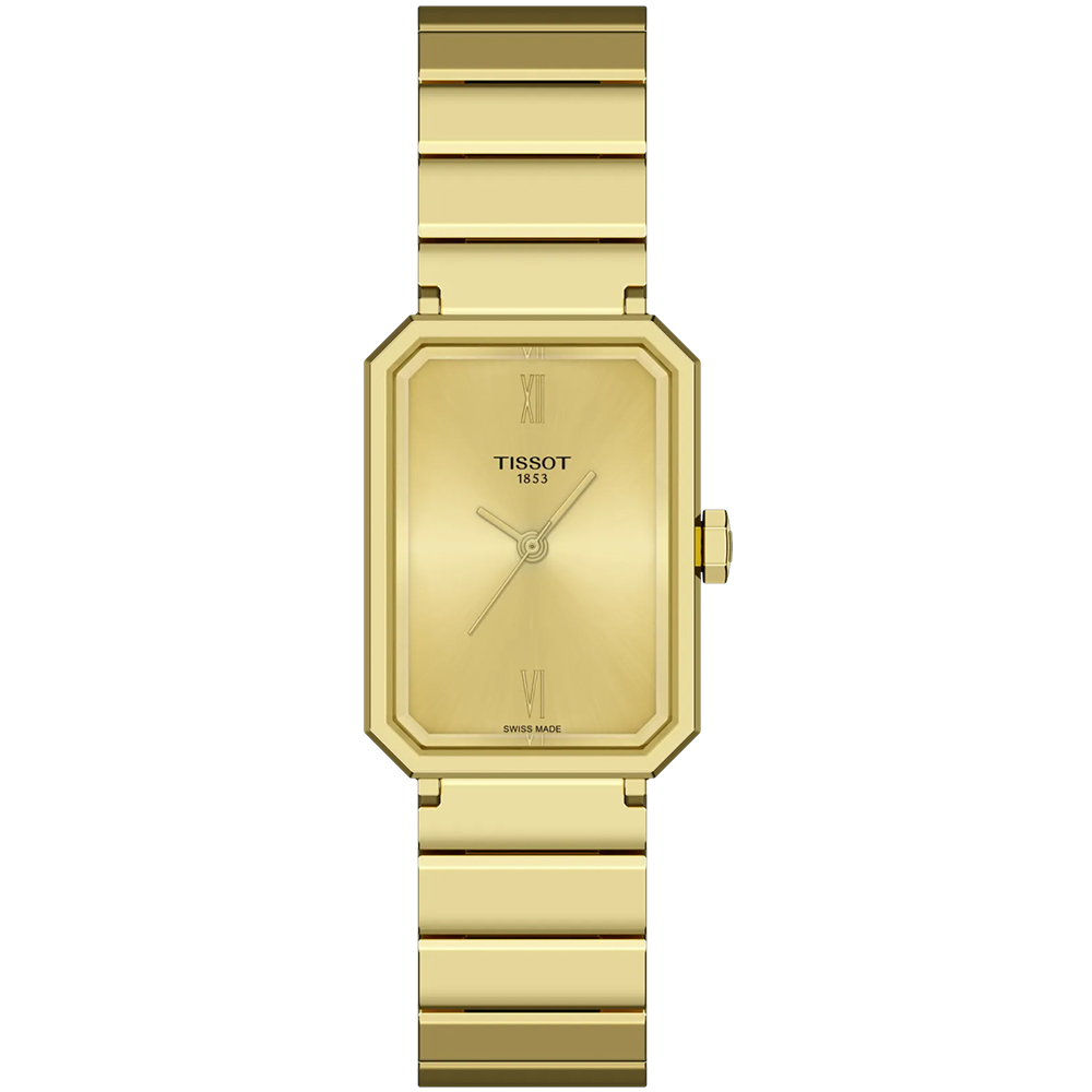 TISSOT 天梭 官方授權 SRV系列 復古款典雅方形石英錶/金/30mm/T1601103302300