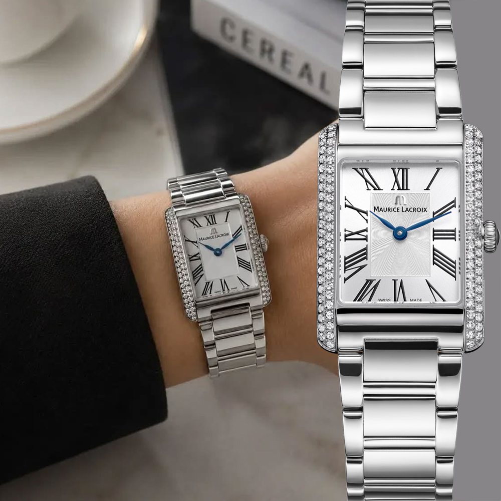 Maurice Lacroix 艾美 Fiaba Square 羅馬方形鑽石石英女錶-24X34mm FA1205-SD502-110-1