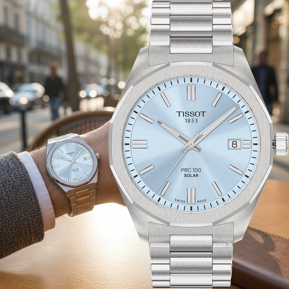 TISSOT 天梭 官方授權 PRC 100系列 Solar太陽能腕錶 男錶 手錶-T1514221135100/39mm 藍