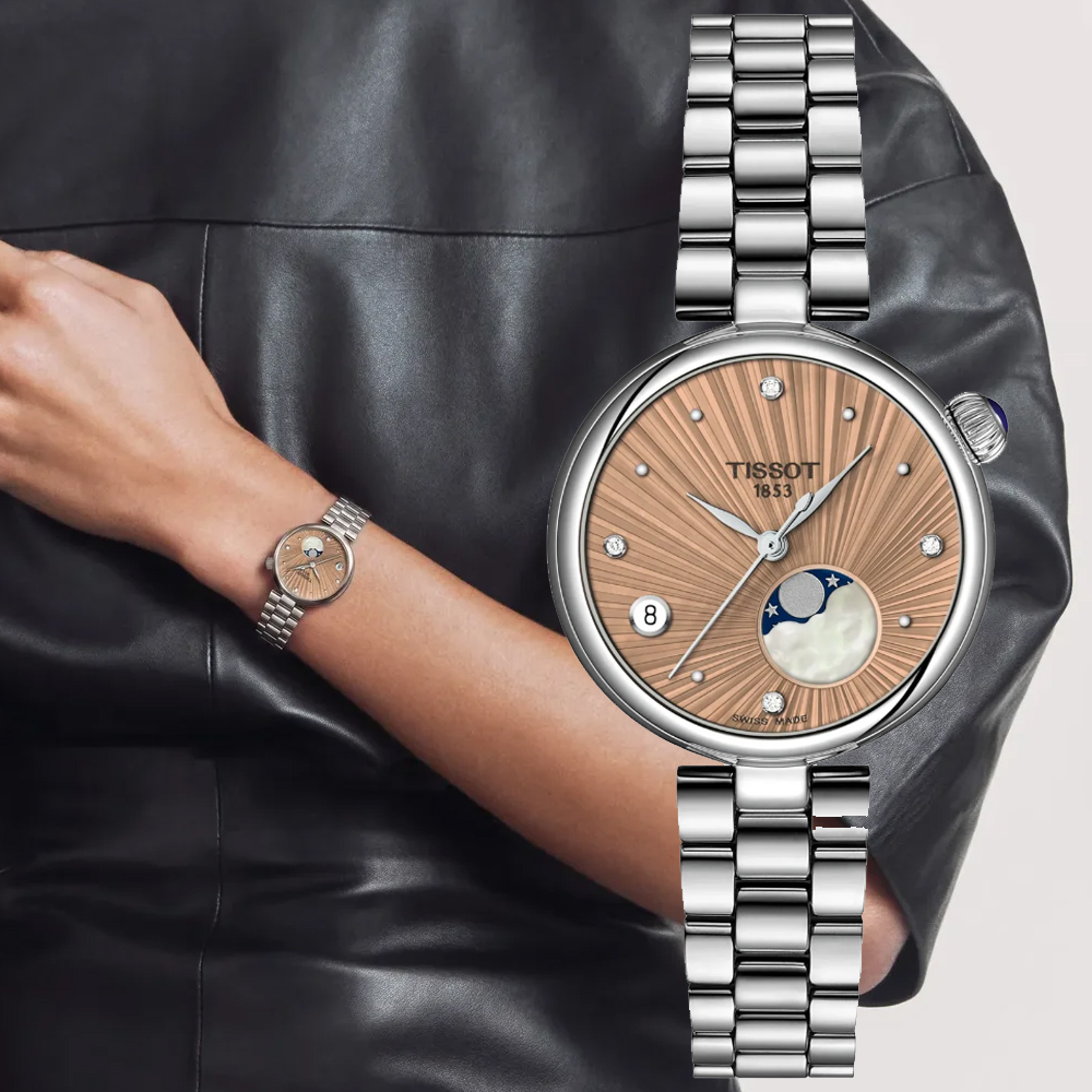 TISSOT 天梭 官方授權 Desir系列 月相 優雅石英腕錶 錶 週年慶 雙11 / T1522231154600 / T152.223.11.546.00
