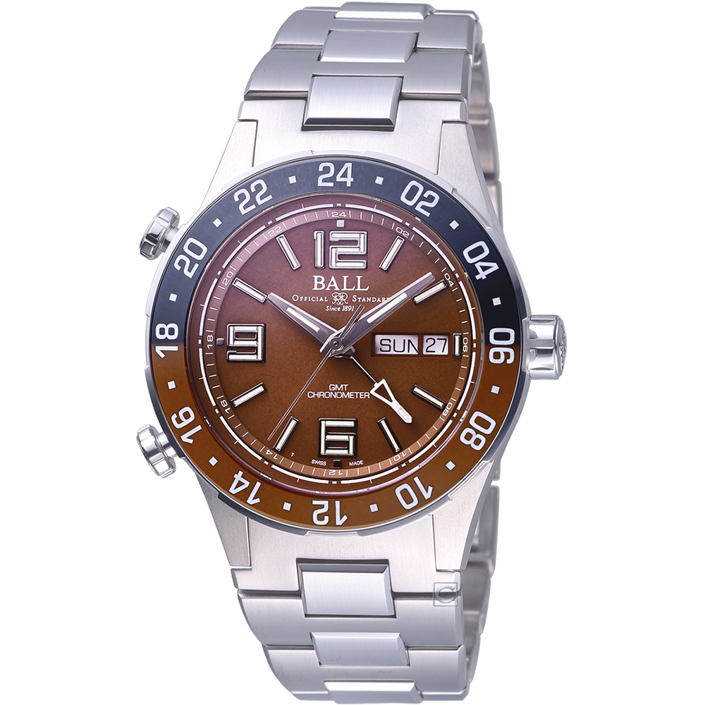 Ball 波爾 錶官方授權 Roadmaster Marine GMT 天文台認證機械錶(DG3030B-S3C-BR)棕-40mm