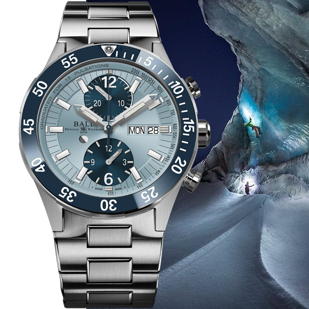 Ball 波爾 錶 Roadmaster Rescue Chronograph 即刻救援 計時機械腕錶-DC3030C-S3J-IBEBE/冰藍/限量