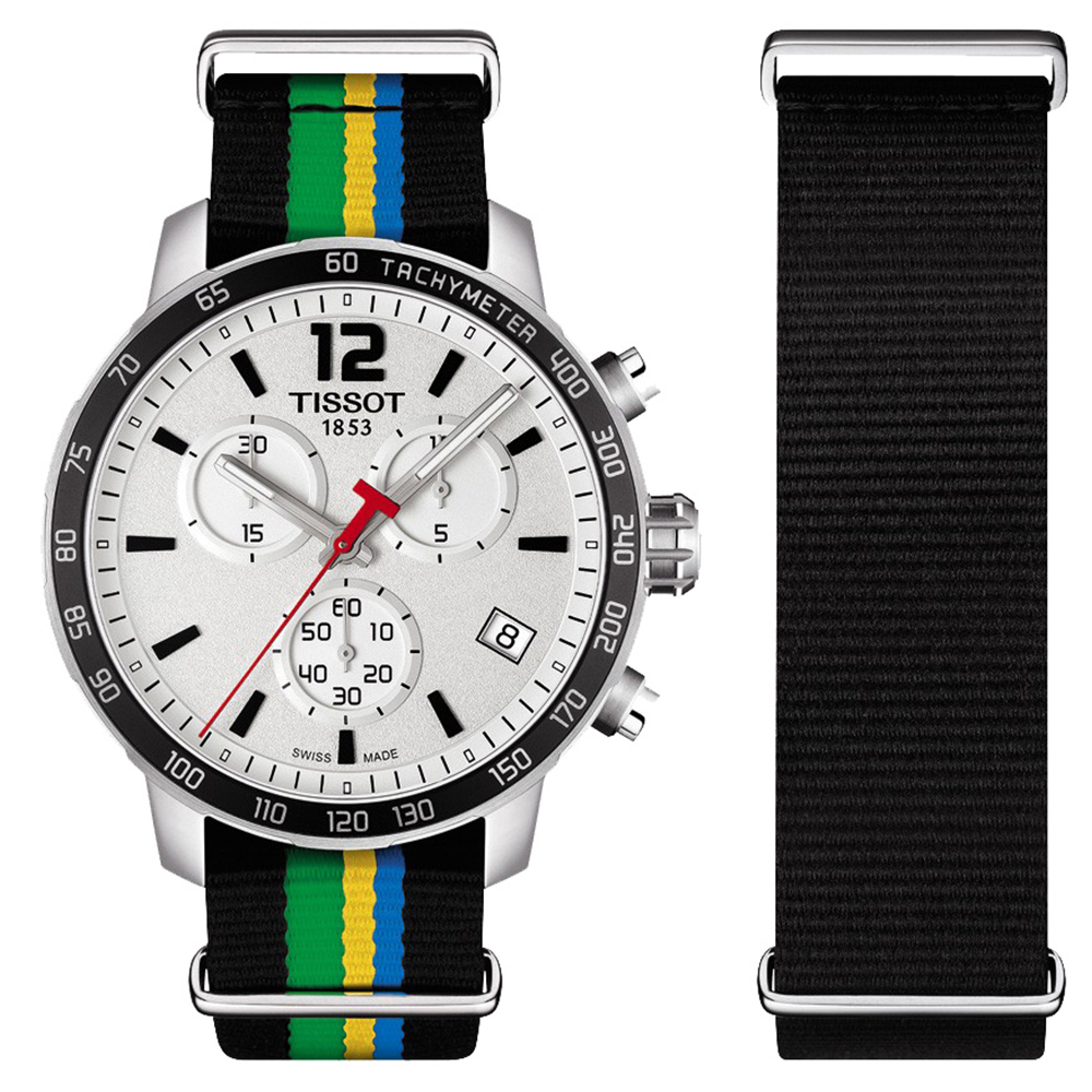 TISSOT 天梭 官方授權 QUICKSTER 特別版三眼計時錶/42mm/T0954171703702
