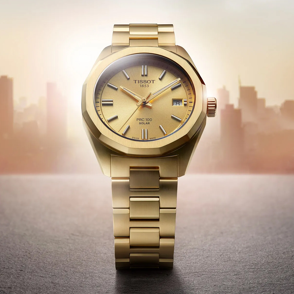 TISSOT 天梭 官方授權 PRC100 Solar太陽能經典款時尚腕錶/金/34mm/T1518223302100