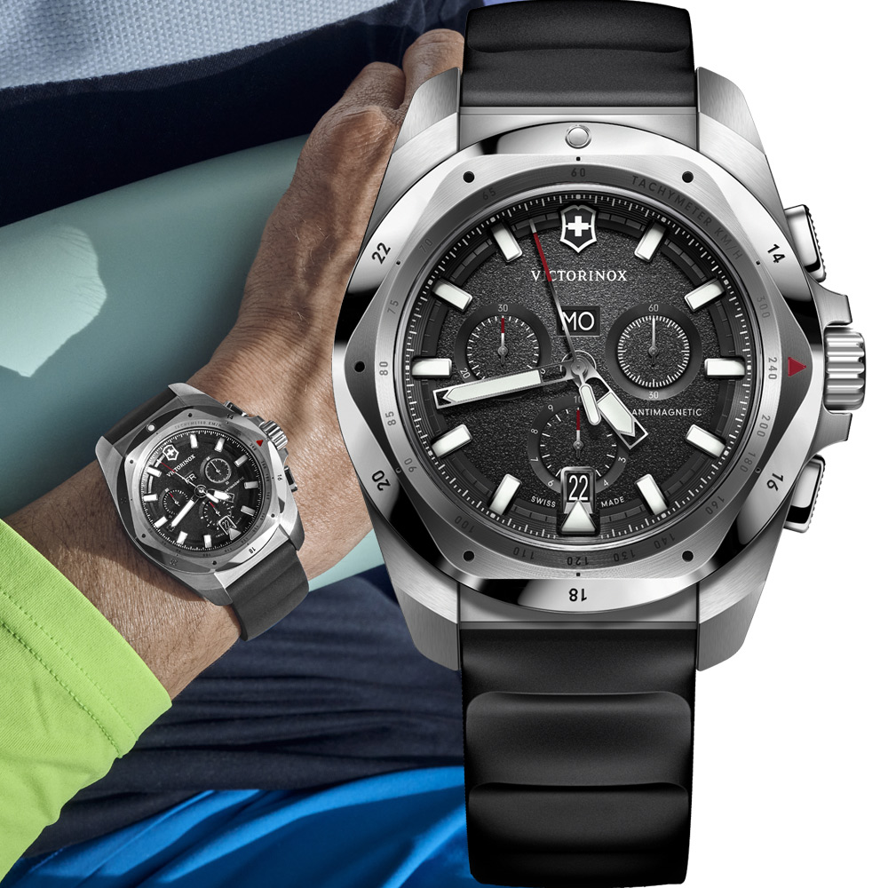 VICTORINOX 瑞士維氏 I.N.O.X. Chrono 200米防水計時功能腕錶 男錶 手錶 黑色-43mm(VISA-241983)