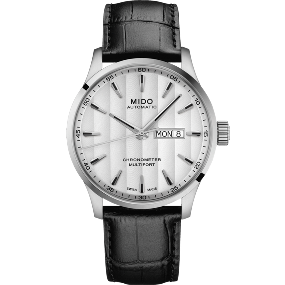 MIDO 美度永恆系列80小時天文台認證矽游絲機械錶-白x黑/39mm