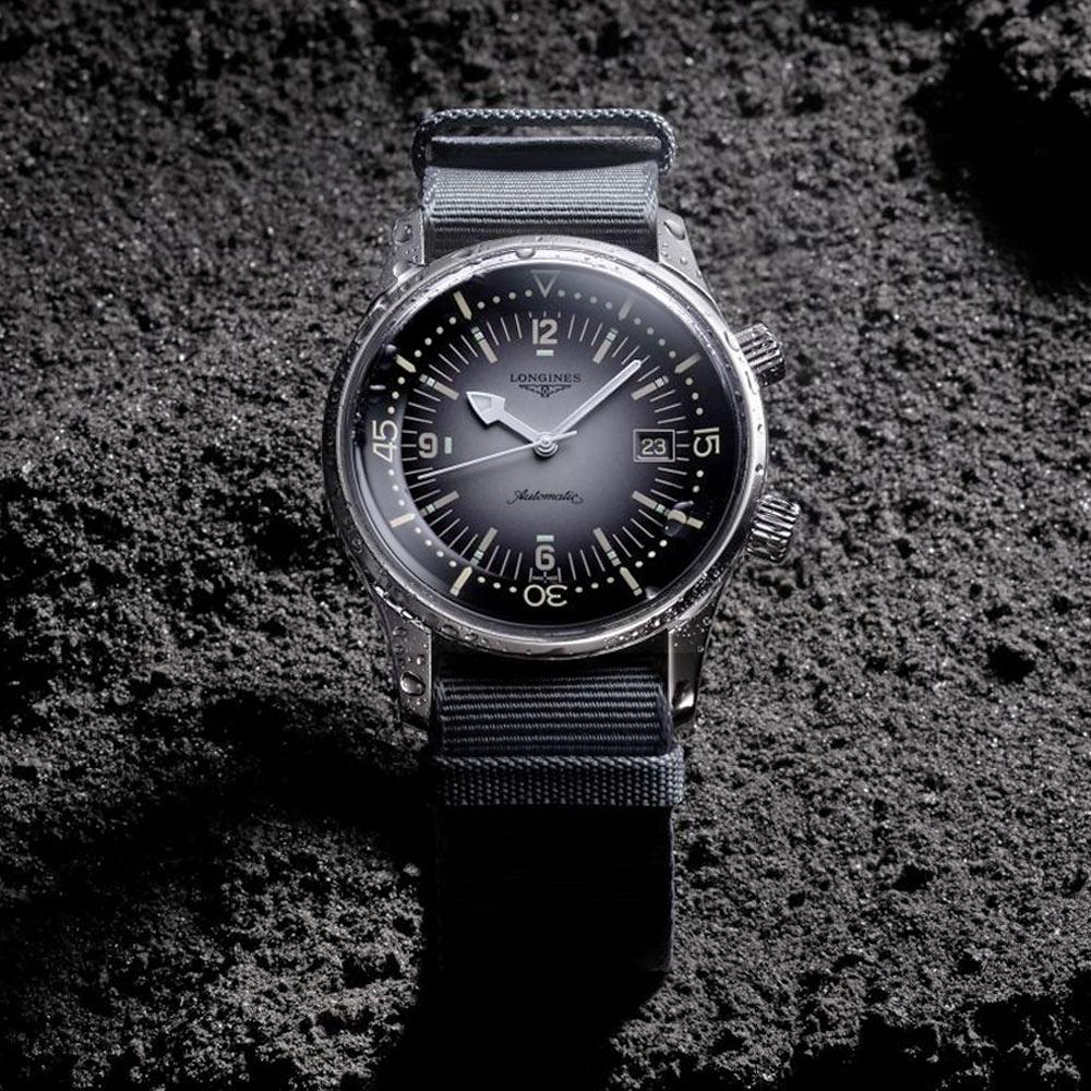 LONGINES 浪琴 Legend Diver 深海潛將復刻版潛水機械錶-42mm/灰 L3.774.4.70.2