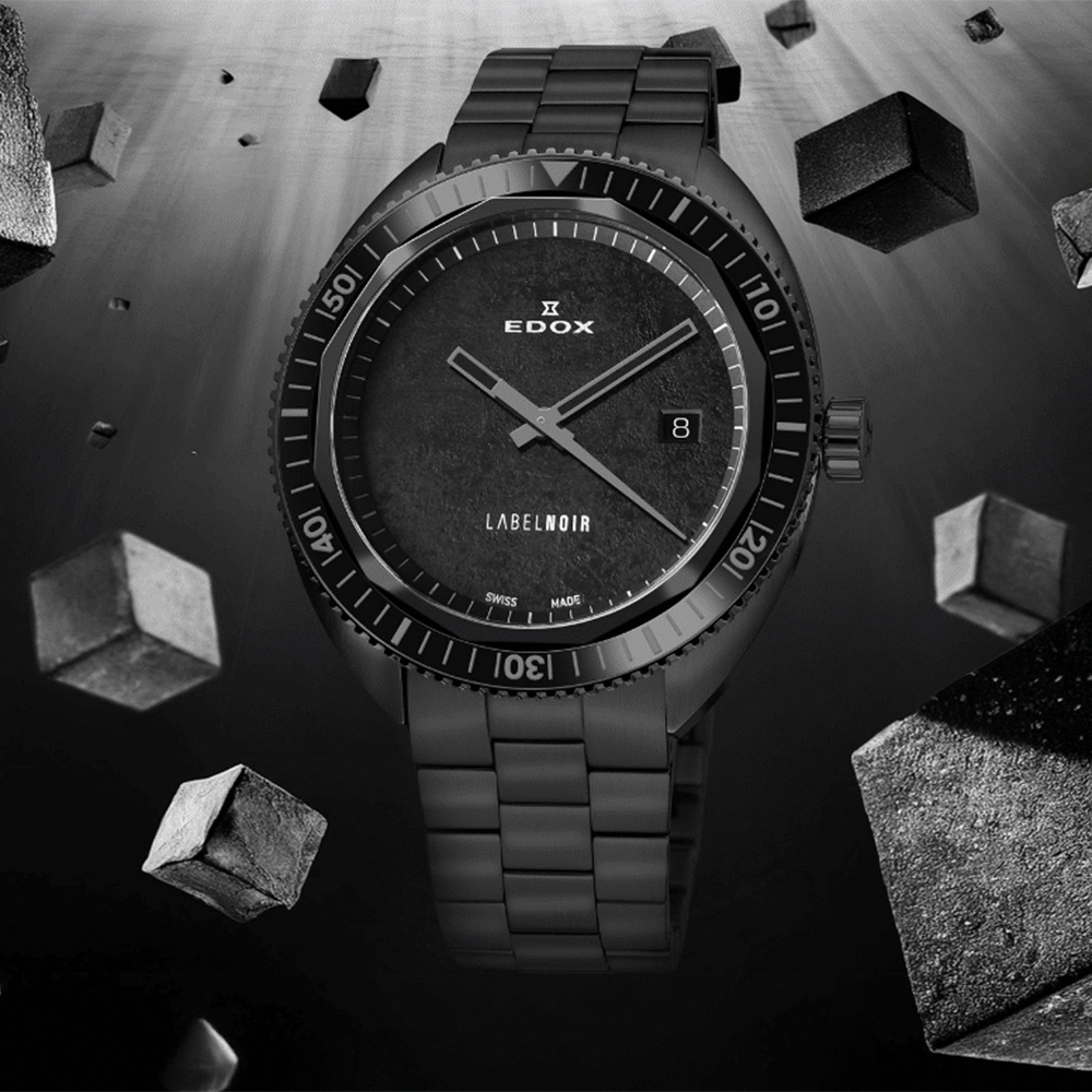 EDOX 伊度Neptunian 海神68H超動能300米潛水機械錶-黑x玫瑰金/42mm