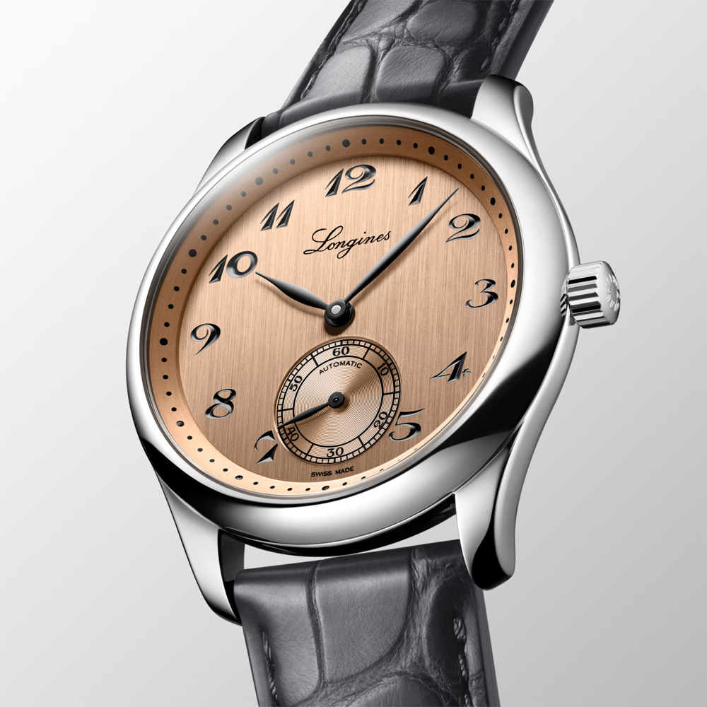 LONGINES 浪琴 Master 巨擘系列 鮭魚色面盤 小秒針機械錶-38.5mm L2.843.4.93.2