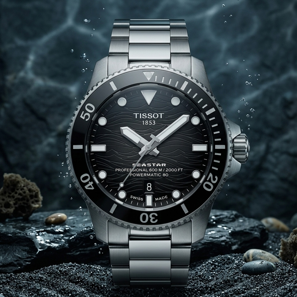 TISSOT 天梭 官方授權 Seastar 2000 海洋之星600米潛水機械錶 周年慶獻禮-灰/44mm T1209071105100