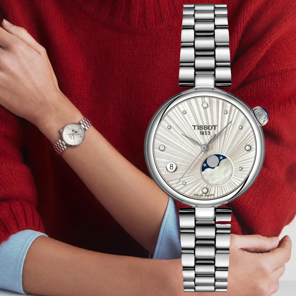 TISSOT 天梭 官方授權 Desir系列 月相 優雅石英腕錶 錶 週年慶 雙11 / T1522231103600 / T152.223.11.036.00