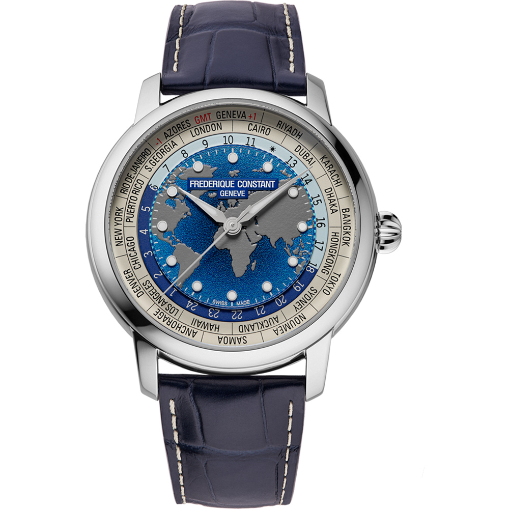 CONSTANT 康斯登 Manufacture 限量 世界時區自製機芯機械腕錶-40mm FC-719BLW3H6