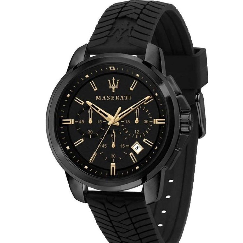 MASERATI 瑪莎拉蒂 經典三眼計時矽膠錶帶腕錶44mm(R8871621011)