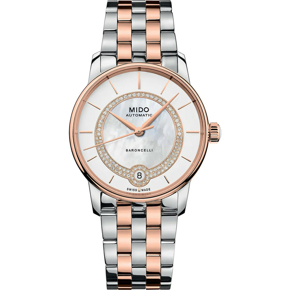 MIDO 美度 官方授權 BARONCELLI 永恆真鑽機械女錶 百貨周年慶-33mm M0378072203100
