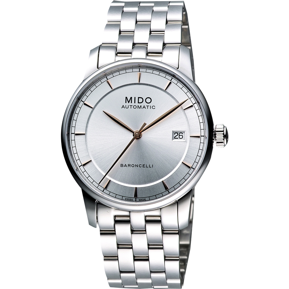 MIDO 美度 官方授權 Baroncelli II 爵士時尚機械錶 百貨周年慶-銀/38mm M86004101