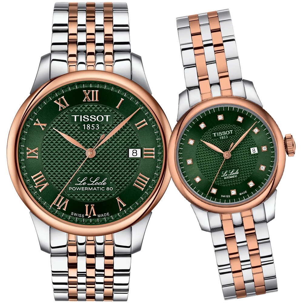 TISSOT 天梭 官方授權 LELOCLE 力洛克動力儲存機械對錶 (T0062072209600+T0064072209301)