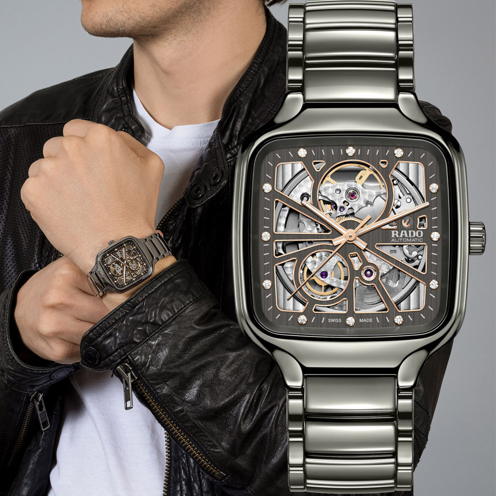 RADO 雷達錶 True真系列方形真讚開芯自動機械腕錶 (R27083712)-38mm