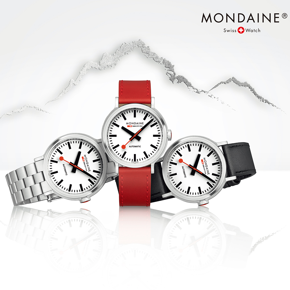 MONDAINE 瑞士國鐵Original Automatic 自動機械錶- 41mm 黑皮錶帶