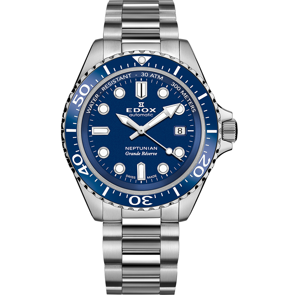 EDOX 伊度Neptunian 海神68H超動能300米潛水機械錶-藍/42mm E80801