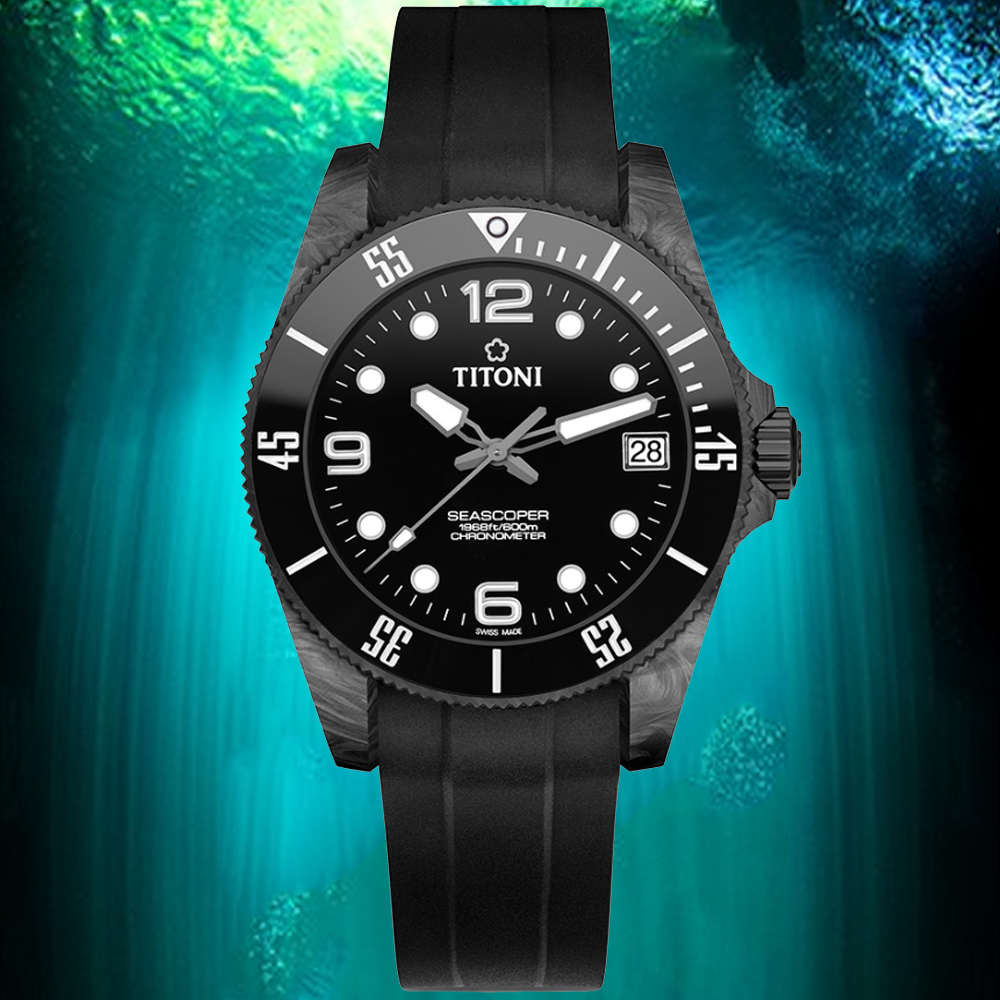 TITONI 梅花錶 海洋探索 SEASCOPER 天文台認證 陶瓷圈 潛水機械腕錶 錶 手錶 送禮 推薦 42mm / 83600C-BK-256