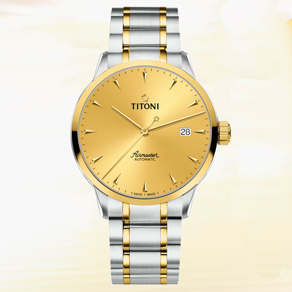 TITONI 梅花錶 空中霸王系列 山形時標 日期機械腕錶 錶 週年慶 雙11 推薦 83733SY-651