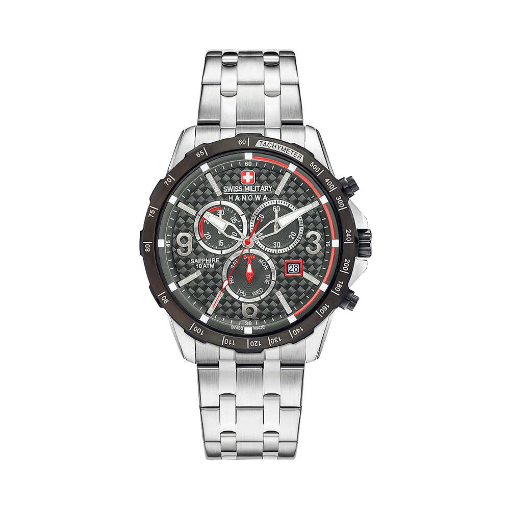 SWISS MILITARY HANOWA ACE CHRONO 三眼賽車計時日期腕錶 SM14449XSTB.H04MS