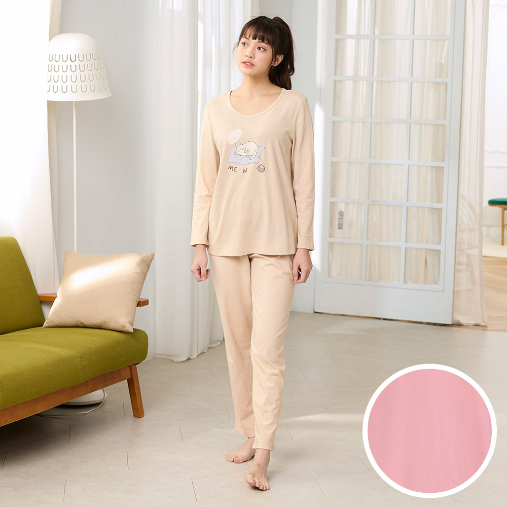 BeenTeen 嬪婷 家居服-冬戀之旅 M-LL長袖褲裝(紅咖啡)-BL8069LA