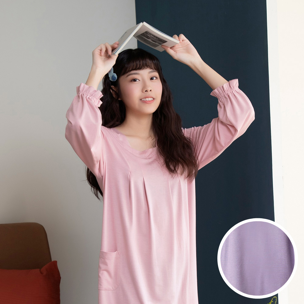 Wacoal 華歌爾 睡衣-睡眠好健康 M-L長袖洋裝(丁香紫)-LWB08313VG