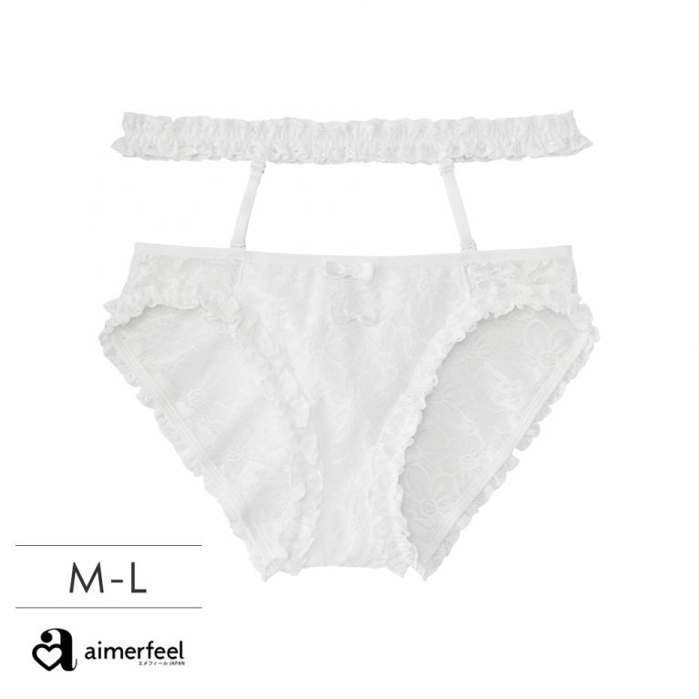 aimerfeel 2用蕾絲花邊吊帶三角褲-白色-1907721-W