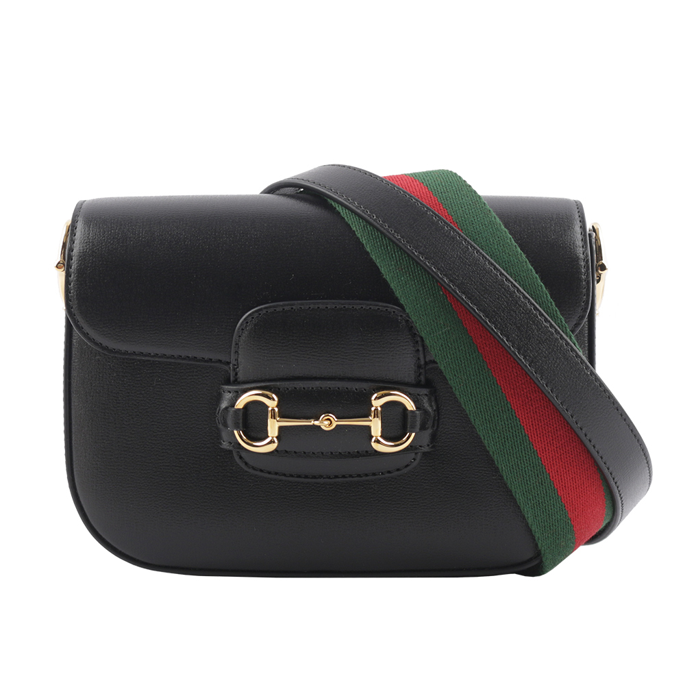 GUCCI 古馳 Horsebit 1955 迷你皮革馬鞍包(黑色) 658574 18YSG 1060