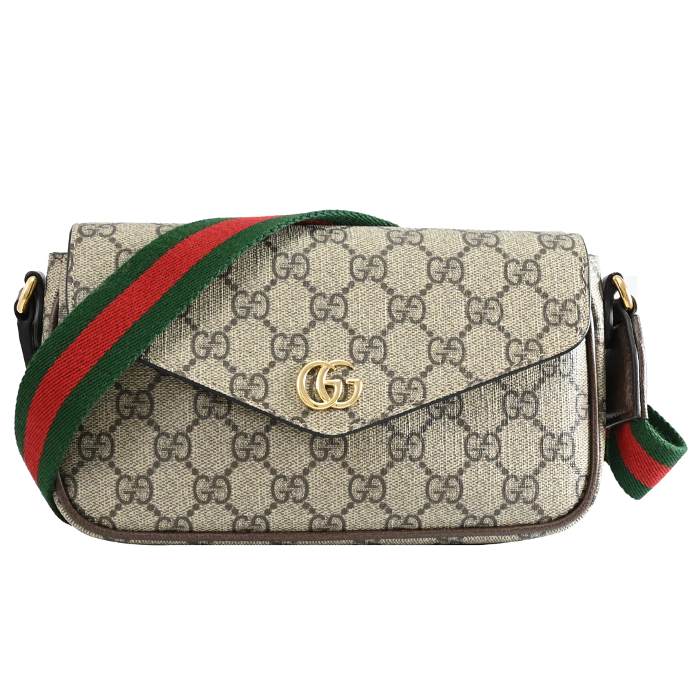 GUCCI 古馳 Ophidia 經典印花翻蓋斜背包.駝/棕