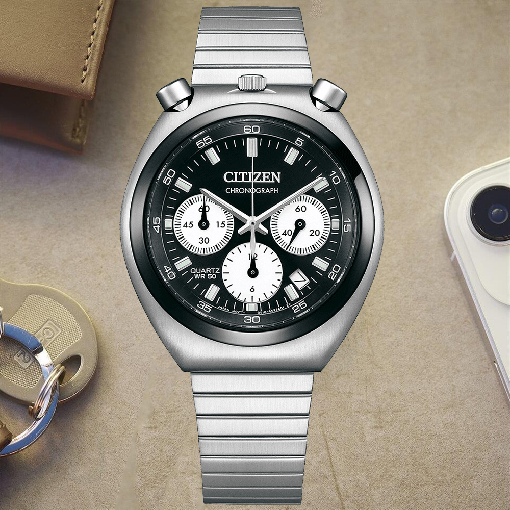 CITIZEN 星辰 Chronograph 牛頭錶 熊貓計時腕錶 錶 手錶 送禮 AN3660-81E