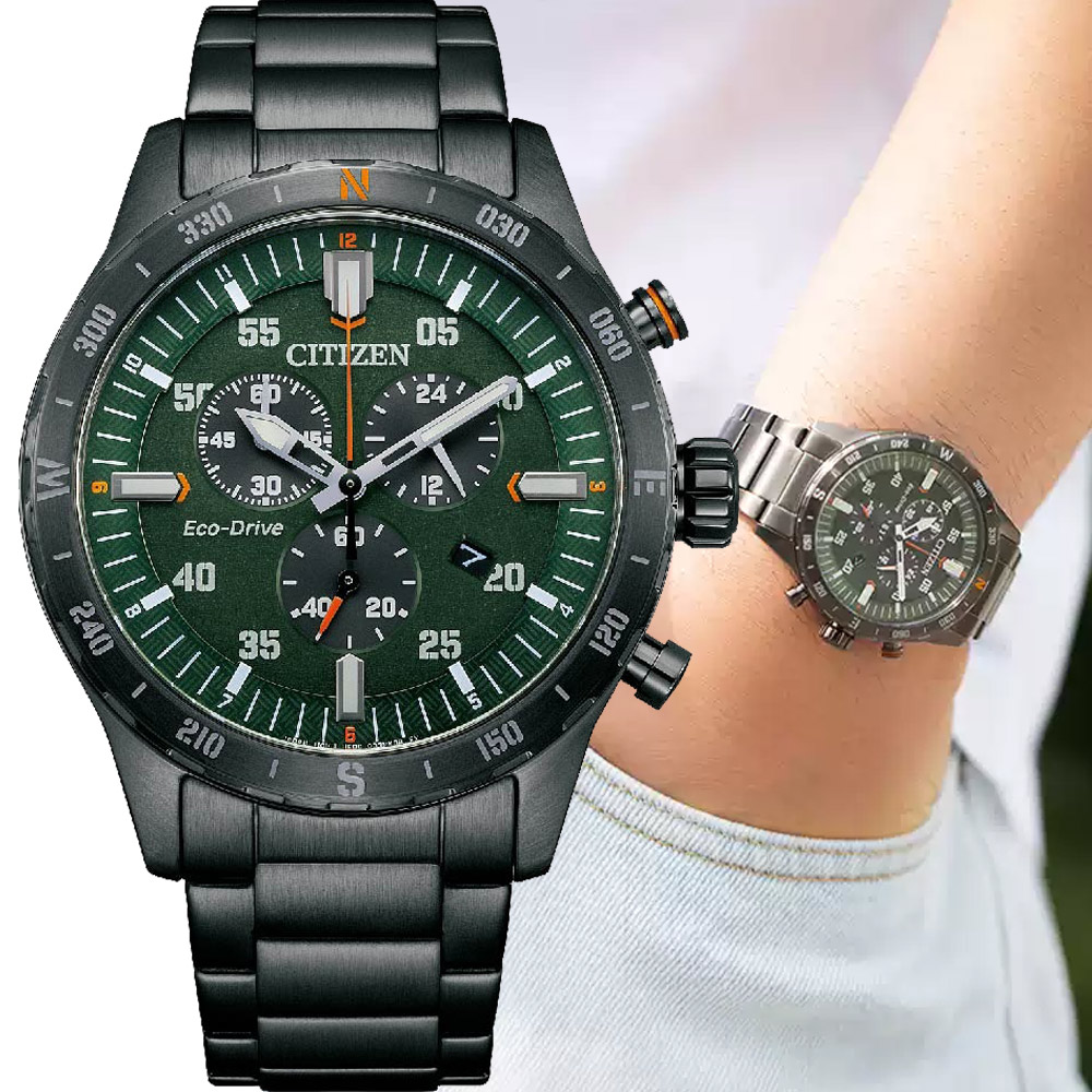 CITIZEN 星辰 Chronograph 潮玩計時光動能腕錶 男錶 手錶 三眼錶-43.5mm AT2527-80X