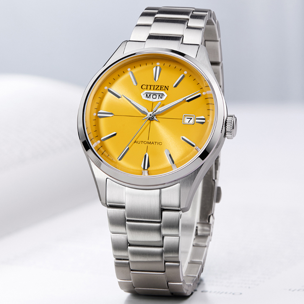 CITIZEN 星辰 Mechanical C7時尚機械腕錶-黃 錶 週年慶 雙11 NH8391-51Z