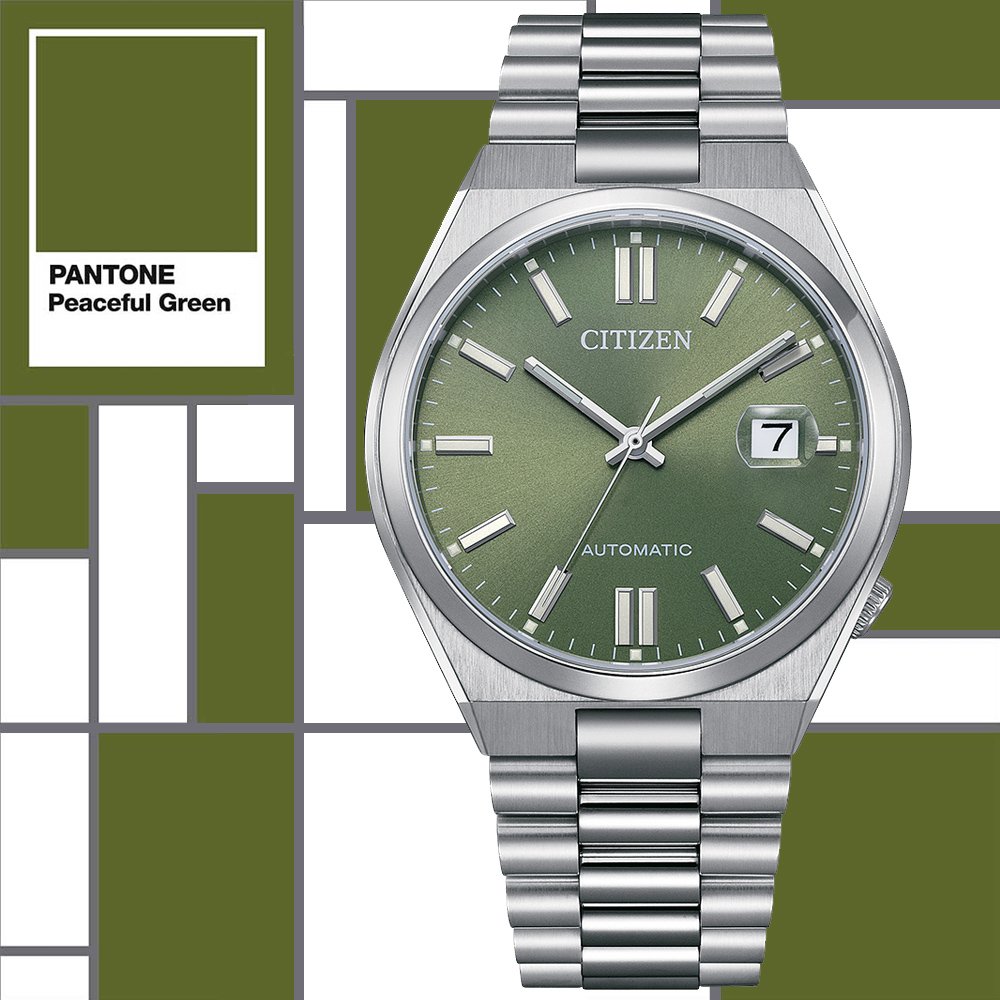 CITIZEN 星辰 Mechanical PANTONE限定 時尚機械腕錶-綠 錶 週年慶 雙11 NJ0158-89Z