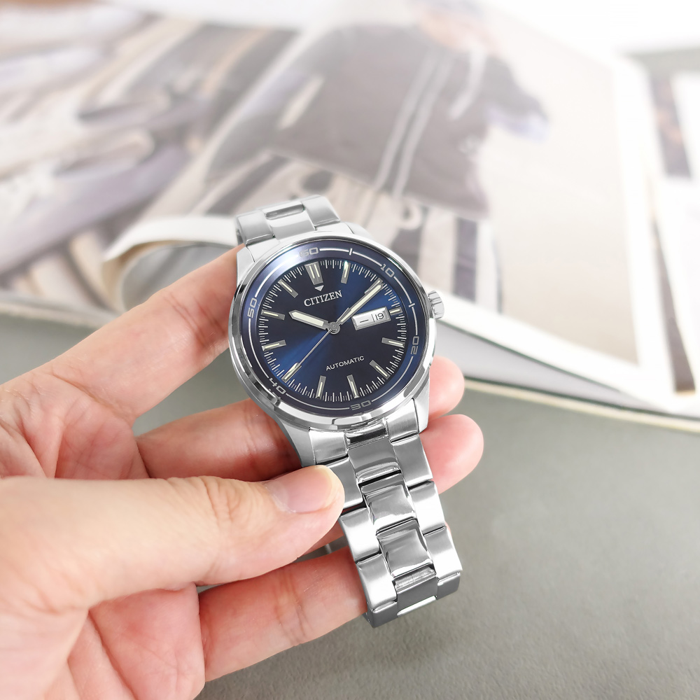 CITIZEN 星辰 / NH8400-87L / 機械錶 自動上鍊 星期日期 防水100米 不鏽鋼手錶 藍色 42mm