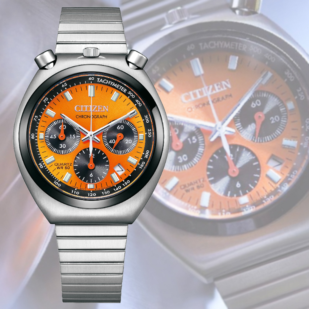 CITIZEN 星辰 Chronograph Tsuno Chrono限定款 計時 石英錶-橘色38mm AN3660-81X 送禮 禮物 推薦