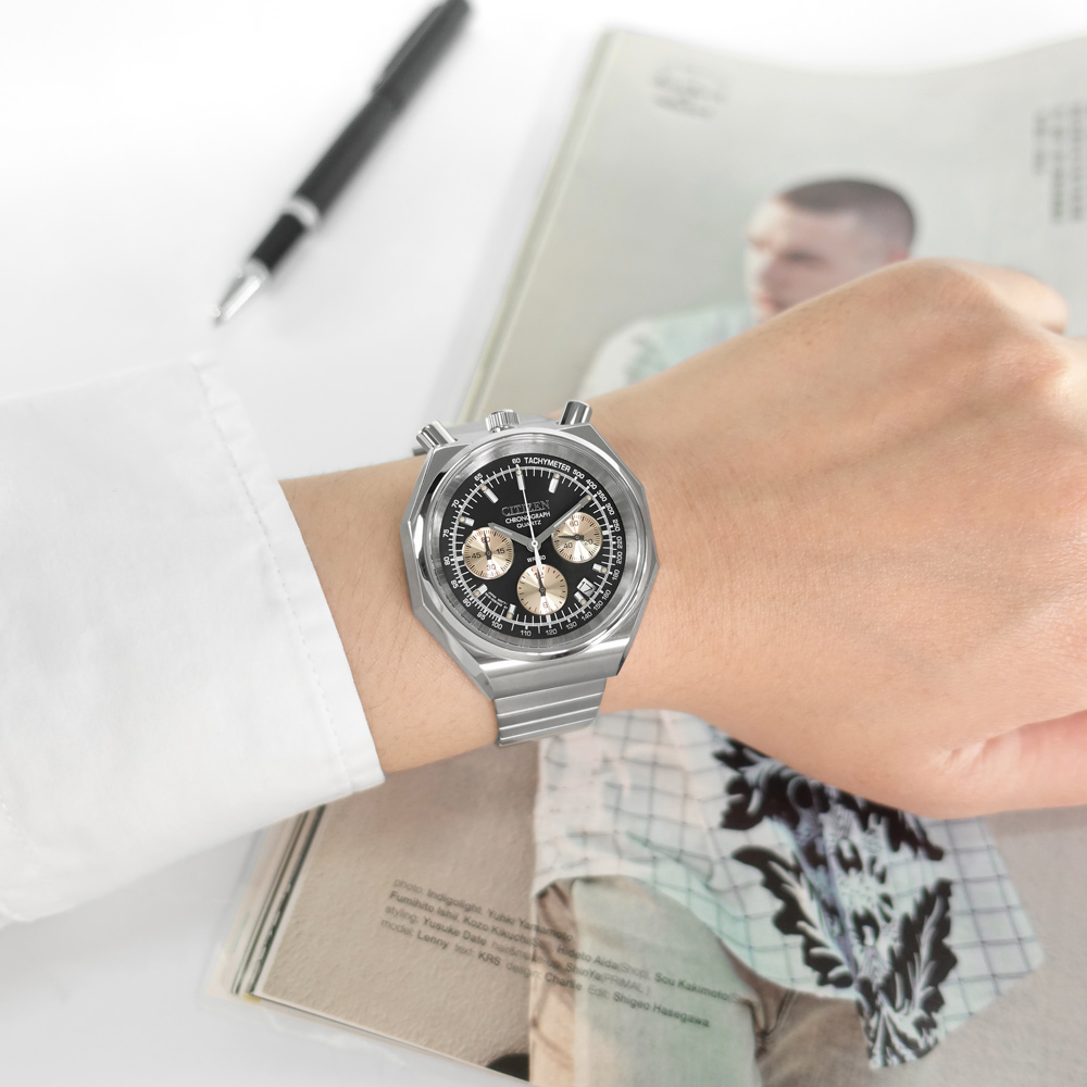 CITIZEN 星辰 / AN3700-54E / 三眼計時 日期 日本機芯 不鏽鋼手錶 黑色 38mm