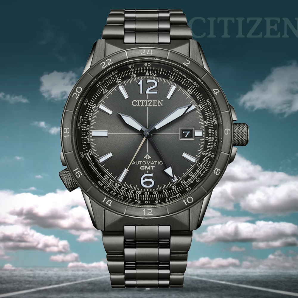 CITIZEN 星辰 PROMASTER 飛行計算尺 GMT兩地時間機械錶-44.5mm NB6045-51H 送禮 禮物 推薦