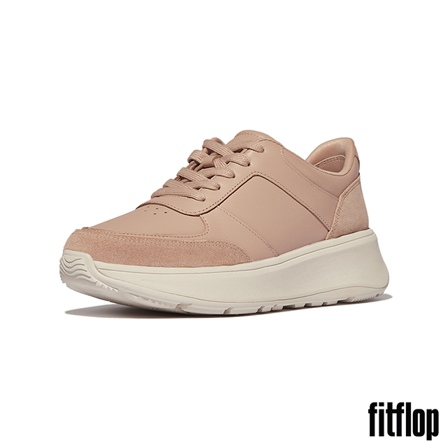 FitFlop F-MODE 皮革/麂皮厚底休閒鞋-女(古典米色)