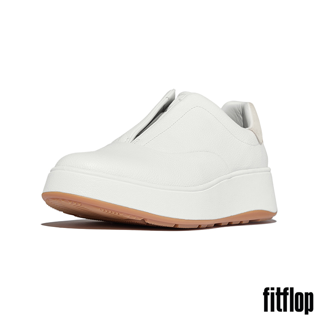 FitFlop F-MODE 摔紋皮革套穿式休閒鞋-女(都會白)