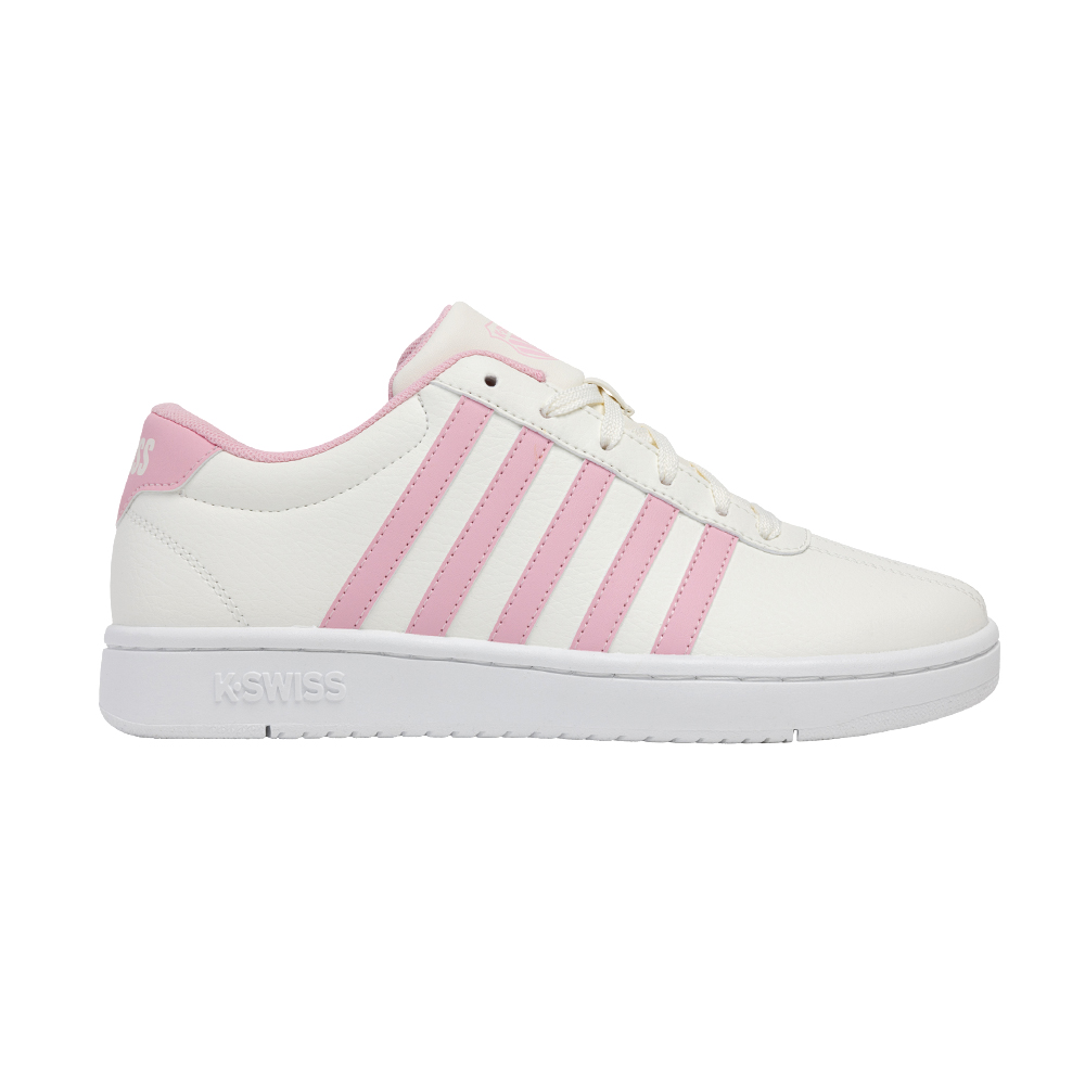 K-SWISS 經典運動鞋 COURT OPEN STRIPES 休閒 女鞋 米白粉紅色 94776-195-M