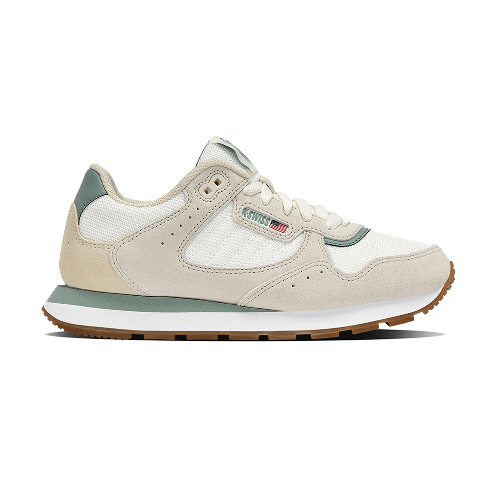 K-SWISS 經典運動鞋 VISTA RUNNER T 休閒 女鞋 米白莫藍迪綠色 99459-164-M