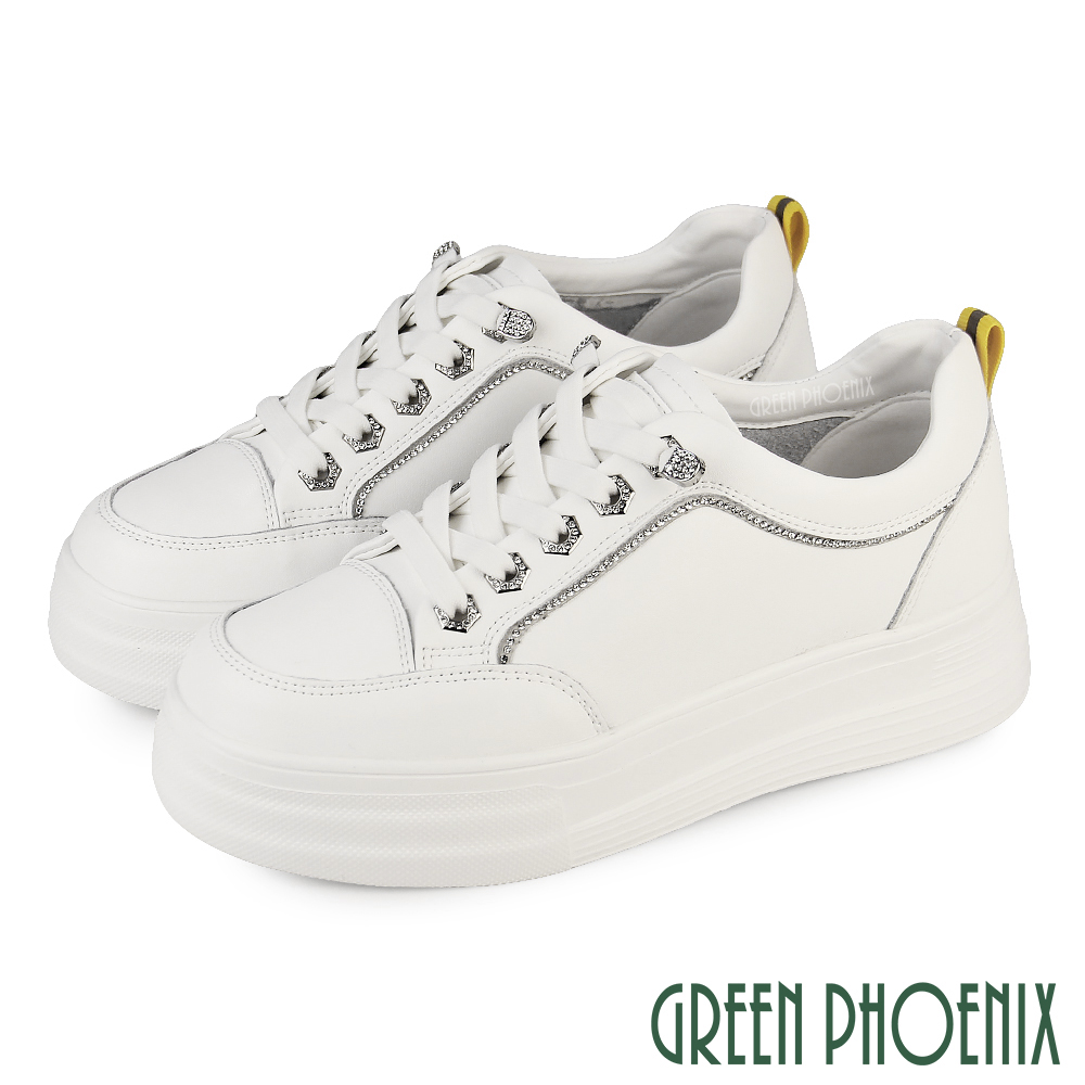GREEN PHOENIX 波兒德 女 休閒鞋 厚底休閒鞋 小白鞋 鬆糕 真皮 輕量 免綁帶U60-28796