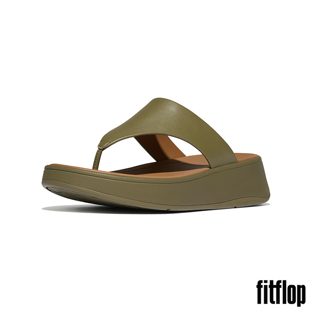 FitFlop F-MODE 皮革厚底夾腳涼鞋-女(迷彩綠)