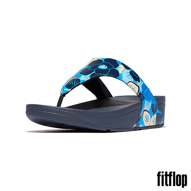 FitFlop LULU 花卉皮革夾腳涼鞋-女(午夜藍混色)