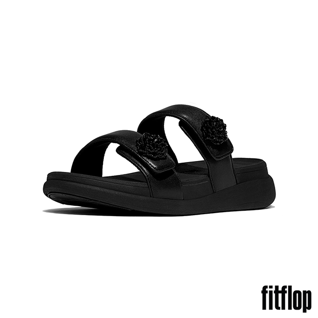 FitFlop F-MODE GO 珠扣可調式厚底雙帶涼鞋-女(靚黑色)
