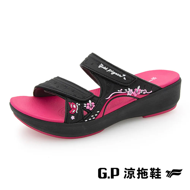 G.P 啟蒙 (女)高臺優雅厚底拖鞋 女鞋-黑桃色（其他規格）