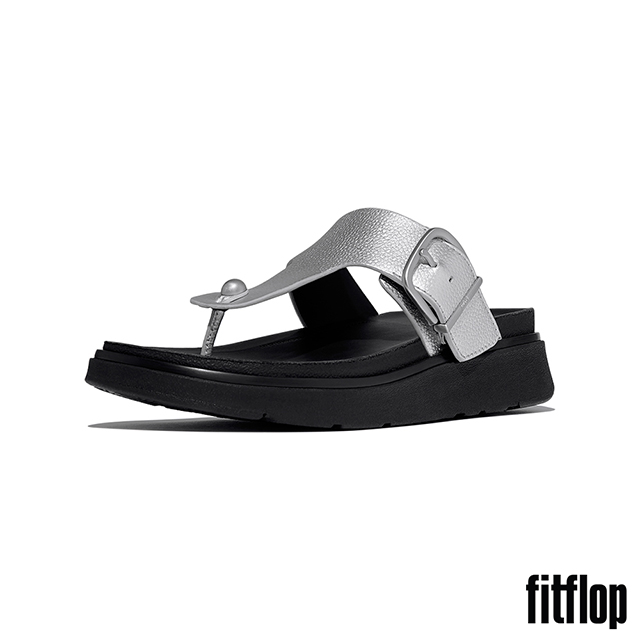 FitFlop GEN-FF 扣環摔紋皮革夾腳涼鞋-女(銀色)