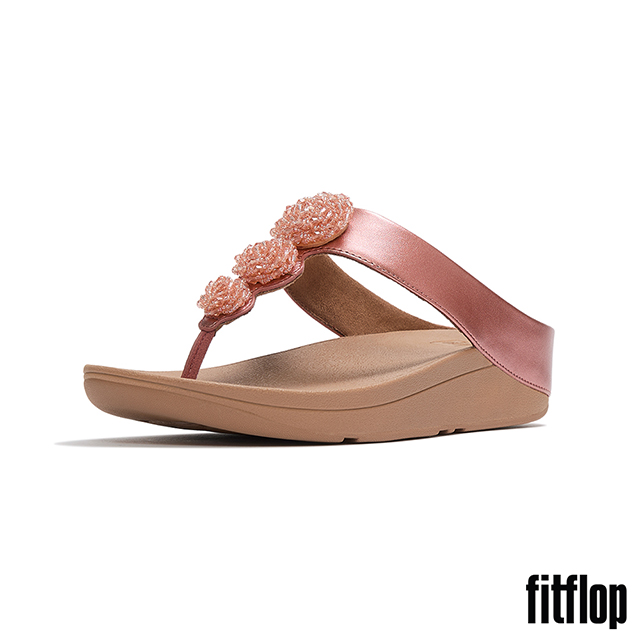 FitFlop FINO 珠扣金屬色夾腳涼鞋-女(金屬鏽玫瑰色)